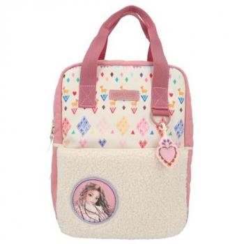 Mochila Topmodel Cosy Mini para niños a partir de seis años con peluche, colgante de corazón colorido, detalles acolchados, bolsillo con cremallera y dibujos animados en color negro