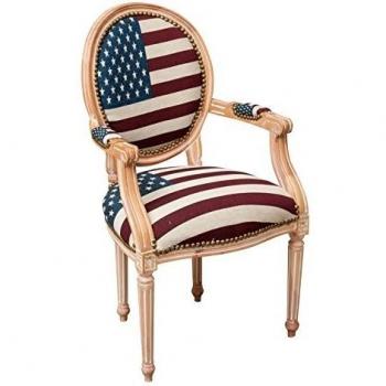 Sillón Acolchado Barroco Luis XVI 101x58x56 cm - Silla de Madera Estilo Francés para Salón y Dormitorio