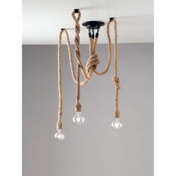 Plafonnier Rope Beige - Lámpara de techo de varios brazos, color beige, con 250 cm de longitud y casquillos E27