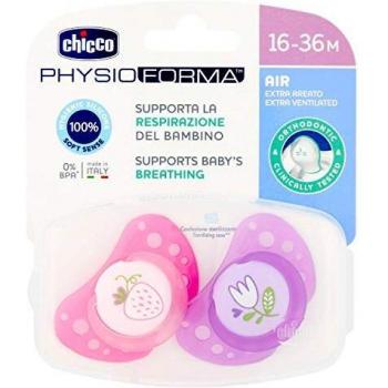 Chicco Physio Air - Pack de 2 chupetes de silicona para 16 - 36 meses, modelos aleatorios , color rosa