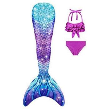 NAITOKE Niñas Cola de Sirena con Bikini para Fiesta de Natación Cosplay