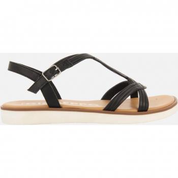 Sandalias negras de piel con tiras para mujer