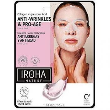 Iroha Nature face and neck tissu mask Cotton with collagen, 1 unit