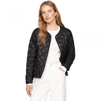Abrigo Acolchado de Mujer Tommy Hilfiger con Cierre de Botones - Casual, Negro, Talla L