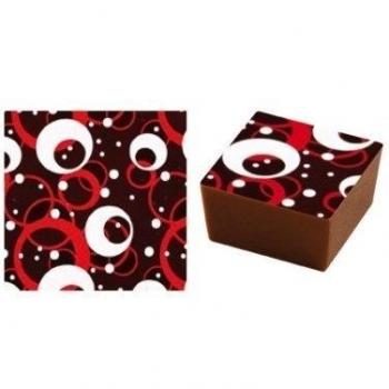 Lámina de transferencia para chocolate Diseño: bolas rojo de 5 unidades), color blanco