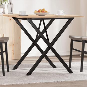 Mesa de comedor X Frame 80x80x75 cm Pino macizo y hierro fundido