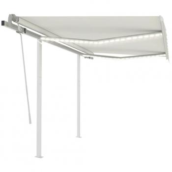 Toldo Retráctil Manual con LED 3,5x2,5 m Color Crema