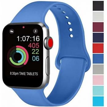 AK Compatible Apple Watch Correa 42mm 38mm 44mm 40mm, Silicona Blanda Deporte de Reemplazo Correas Compatible iWatch Series 4, Series 3, Series 2, Series 1 S/M M/L