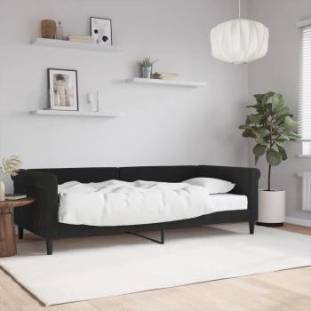 Sofá cama terciopelo negro 90x200 cm con colchón