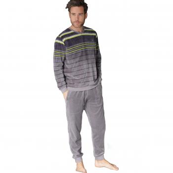 MASSANA - Pijama Terciopelo Rayas Grises - Antracita, L