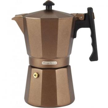 Magefesa Jamaica Cafetera Italiana de Aluminio Extra Grueso, 12 Tazas, Apta para Inducción, con Mango Ergonómico y Toque Frío, Marrón