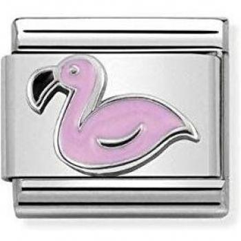 Charm de Flamenco en Acero Inoxidable y Esmalte Rosa para Mujer - Nomination