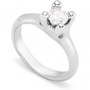 UNO de 50 - Sterling Silver Plated Metal Ring with White Zirconia