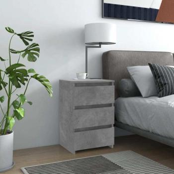 Mesita de Noche de Madera Contrachapada Gris Cemento con 3 Cajones - 40x35x62,5 cm
