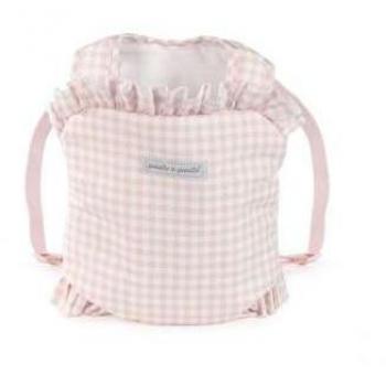 Mochila Portabebé Tom Vichy Rosa con Detalles en Color Blanco