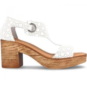 Sandalias para mujer con tacón y plataforma en piel Jessenia blanco de Marila