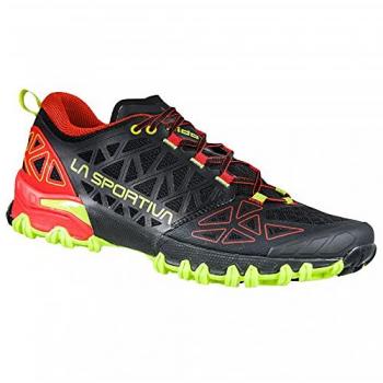 La Sportiva Zapatillas de Trail Running Bushido II - Color Negro/Goji, Talla 46.5, Características: Diseño ligero y técnico, suela con excelente agarre, sistema de amortiguación para mayor comodidad en