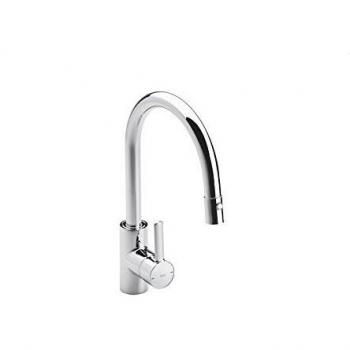 Roca A5A8160C00 Colección Targa- Mezclador Cocina, Caño Giratorio Extraible dos Funciones, Cromado
