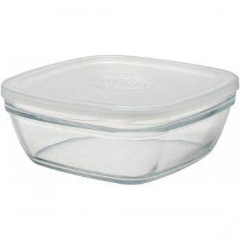 Fiambrera Duralex Cuadrada Apilable con Tapa de Vidrio, 23 cm, 3 L