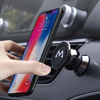 Mpow soporte magnetico universal con pegatinas metalicas iman movil cochesoporte auto car mount metalico 360 rotacion para iphone766s 6 plus galaxy s8 moto g5 lg g6 y otros smartphones gris