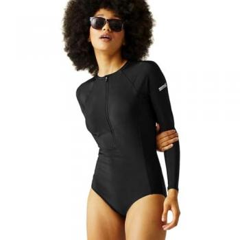 Traje de Baño de Mujer Regatta Willowfield de Manga Larga Negro, Talla 38