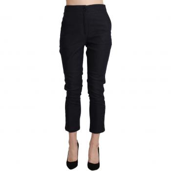 Ermanno Scervino High Waist Capri Cropped Cotton Pants - Black, Female, Size: XS