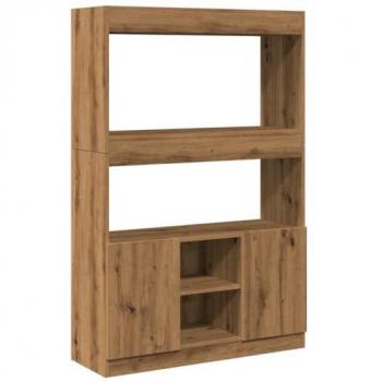 Aparador alto de madera de ingeniería roble artesanal 92x33x140 cm, color marrón, multifuncional como librería y armario estantería