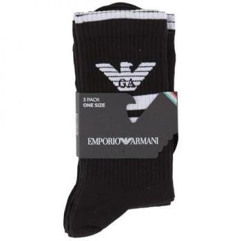 Emporio Armani Men's 3-Pack Knit Short Socks - Black - One Size