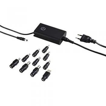 HAMA 00054179, Cargador para Portátiles, Universal, 10 Conectores Intercambiables, Alimentación 100-240 V, Corriente 19 V, Potencia Máxima 45 W, Salida 2.31 A, Color Negro