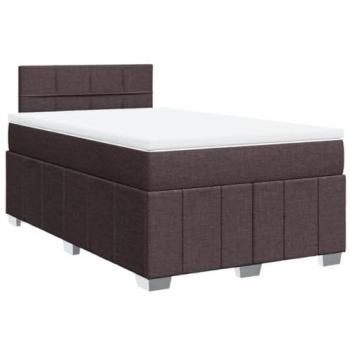 Cama Box Spring con colchón de tela marrón oscuro 120x190 cm
