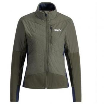 Chaqueta aislante para mujer SWIX Dynamic Hybrid (oliva) con aislamiento térmico, diseño híbrido, tejido ligero y transpirable, ideal para actividades al aire libre