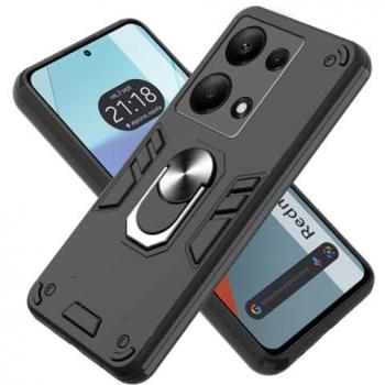 Funda Tough Armor Negra con Anillo Giratorio para Xiaomi Redmi Note 13 4G