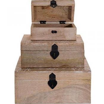 BC Footwear CB A44310130 - Caja Decorativa de Madera para Objetos pequeños con Tapa de Madera de Mango Natural
