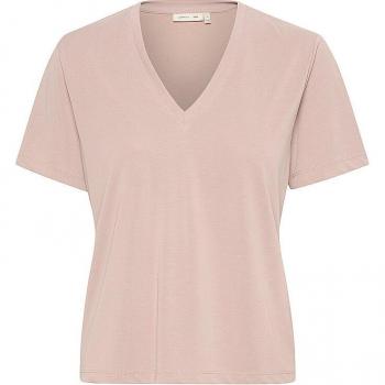 InWear Liliana Beige Women's Classic V-Neck T-Shirt Size L