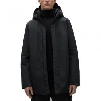 Ecoalf Men's Parka Jacket with Hood and Logo - Pure Black, Size XL, Sustainable Recycled Polyester