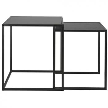 Juego de 2 mesas auxiliares Wellhome en MDF y metal color negro