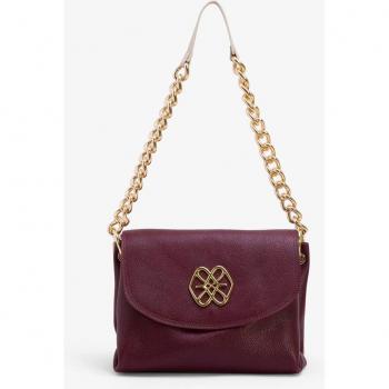 Bolso de hombro de piel con asa de cadena