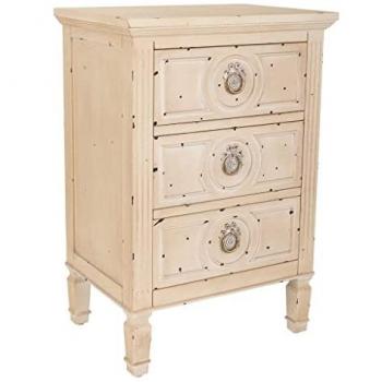 Mesita de madera beige 46x32.5x67h cm de estilo Romántico con tres cajones