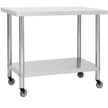 vidaXL Kitchen Work Table with Wheels 80x60x85 cm Stainless Steel