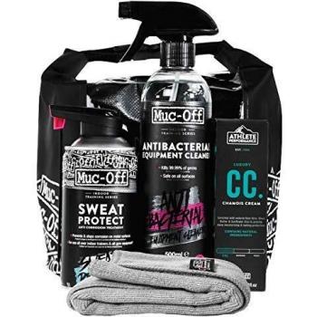 Muc-Off - Kit de Entrenamiento para Interior – imprescindible para Ciclismo y Entrenamiento de Fitness – Incluye Limpiador de Equipos y Crema de Gamuza