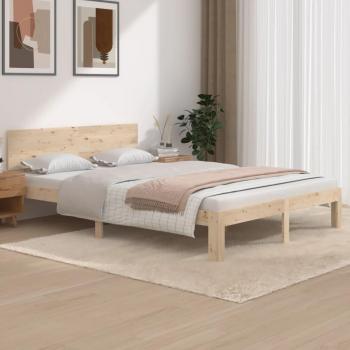 Estructura de Cama de Madera Genova Natural 140x200 cm con Diseño Elegante