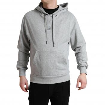 Dolce & Gabbana Gray Cotton Logo Hooded Sweatshirt Sweater - IT42 | XS, Male, Size: 2XS