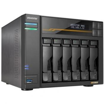 Asustor Lockerstor 6 Gen3 AS6806T - NAS de 6 Bahías, AMD Ryzen Quad-Core 2.3 GHz, 16GB RAM ECC DDR5, 4 M.2 NVMe Slots, Doble