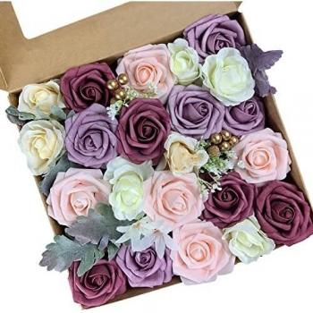 Roqueen Flores Artificiales Flores Falsas Rosa para DIY Ramos de Novia Centros de Mesa Arreglos Fiesta Casa Decoraciones