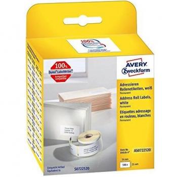 Etiquetas de Dirección Avery Zweckform 54 x 25 mm, 500 unidades, adhesivo permanente, blancas