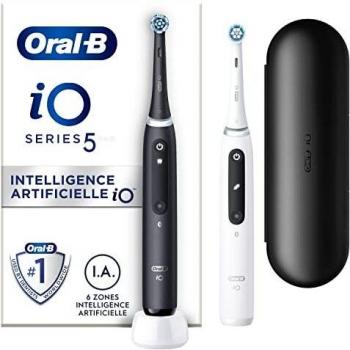 Oral-B iO 5 Duo Pack Electric Toothbrushes - Black & White with 2 Brush Heads