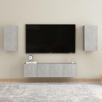 Set de muebles de salón TV 4 piezas madera de ingeniería gris hormigón 60 x 30 x 30 cm