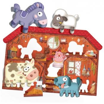 Puzzle Montessori Mi Primer Puzzle de la Granja con 5 Figuras de Madera