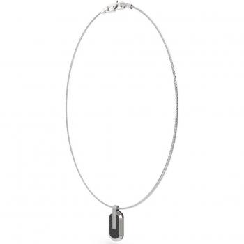 Collar Racer Tag de acero plateado para hombre