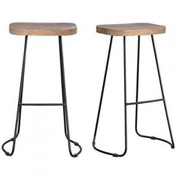 Taburetes de bar RUNKO de mango y metal 75 cm (lote de 2)